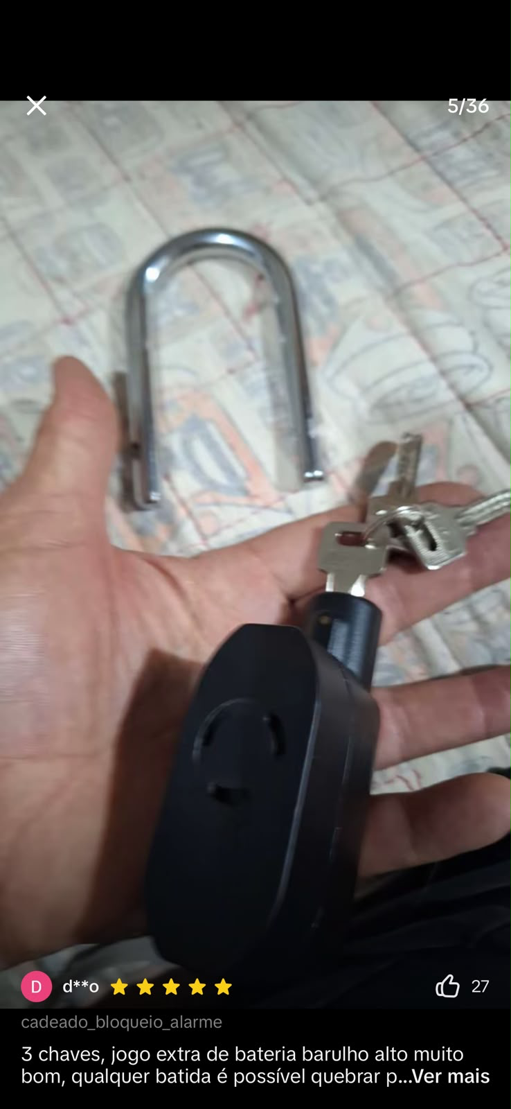 Cadeado Alarme 110 dB do cliente 7