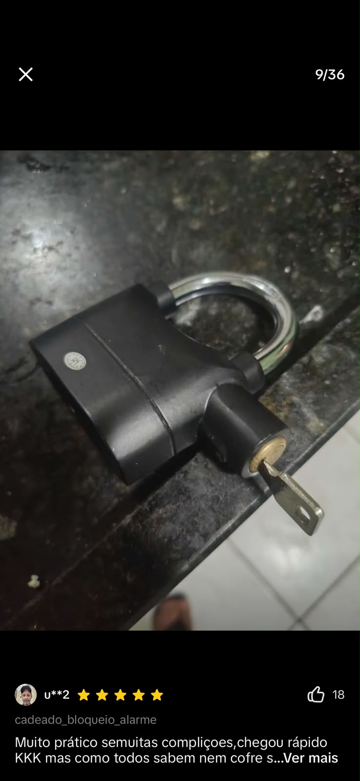 Cadeado Alarme 110 dB do cliente 6