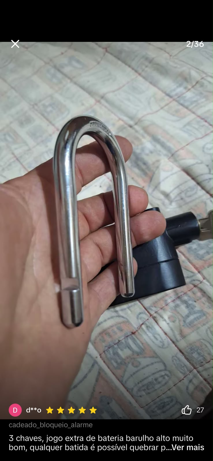 Cadeado Alarme 110 dB do cliente 9